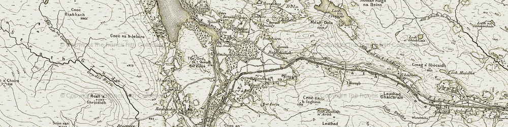 Old map of Leathad Creagach in 1910-1912