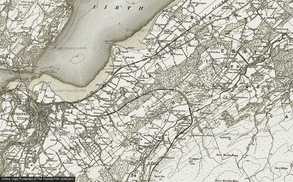 Old Map of Historic Map covering Balmachree in 1911-1912