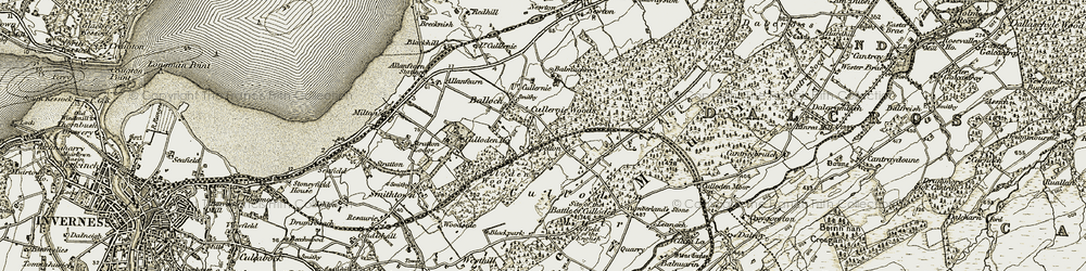 Old map of Balmachree in 1911-1912