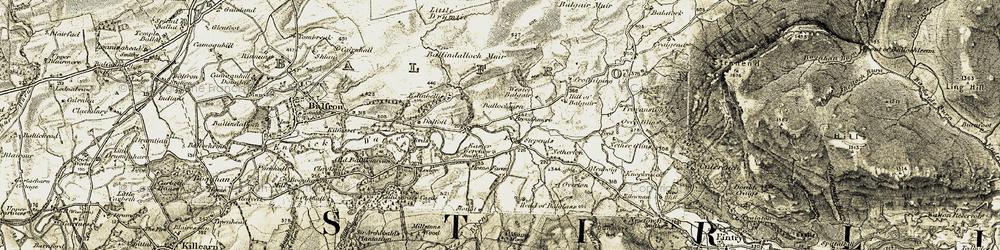 Old map of Balglass Burn in 1904-1907