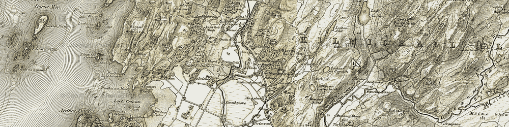 Old map of Baluachraig in 1906-1907