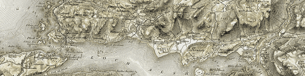 Old map of Balmacara in 1908-1909