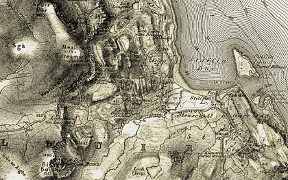 Old map of Tobar na Slàinte in 1908-1909