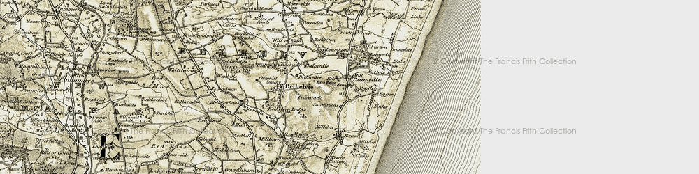 Old map of Balmedie in 1909-1910