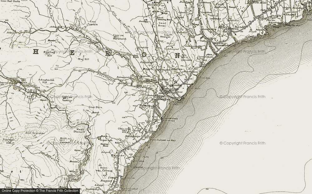 Old Map of Historic Map covering Ballachly in 1911-1912
