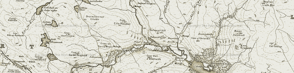 Old map of Allt Ach' a' Bhàthàich in 1910-1912