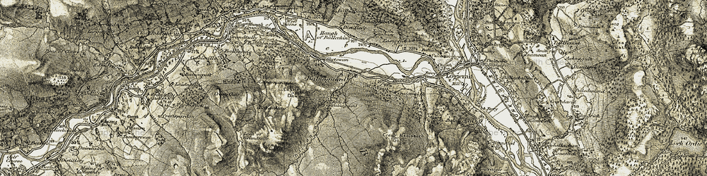 Old map of Ballechin in 1907-1908