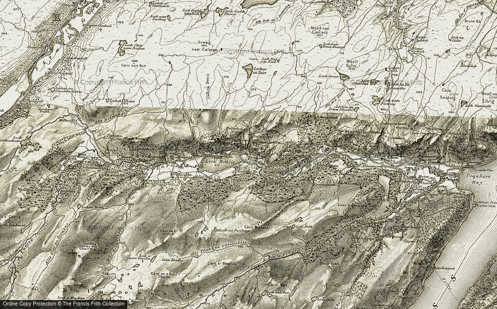 Old Map of Historic Map covering Balnalurigin in 1908-1912
