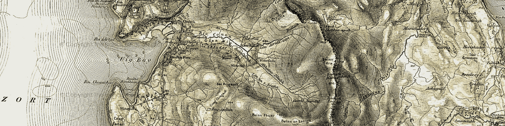 Old map of Bealach Uige in 1908-1909