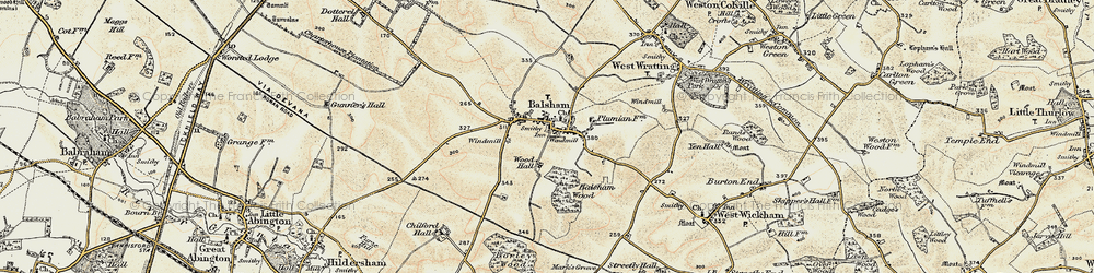 Old map of Wood Hall in 1899-1901