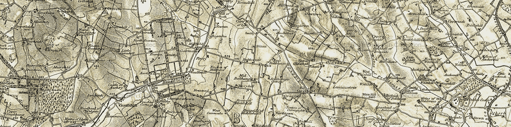 Old map of Balthangie Cott in 1909-1910
