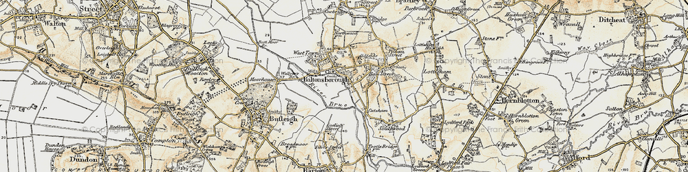 Old map of Baltonsborough in 1899