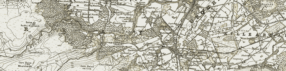 Old map of Auchmore in 1912
