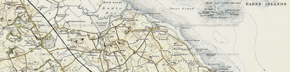Old map of Bamburgh in 1901-1903