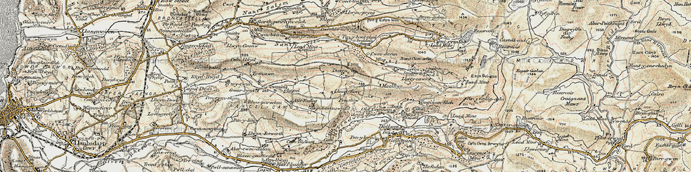 Old map of Afon Melindwr in 1901-1903