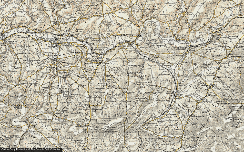 Old Map of Historic Map covering Afon Tyweli in 1901