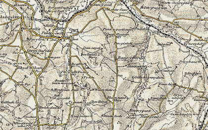 Old map of Afon Tyweli in 1901