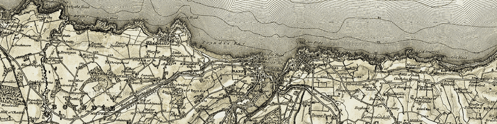 Old map of Boyndie Bay in 1910