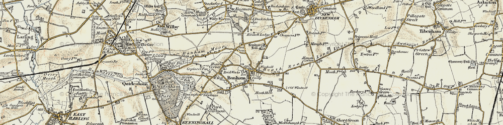 Old map of Banham Hall in 1901