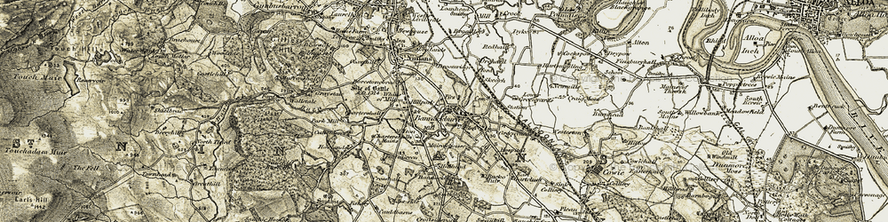 Old map of Bannockburn in 1904-1907