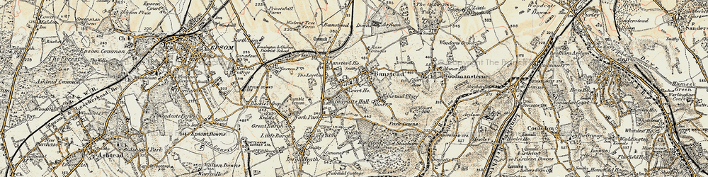 Old map of Banstead Place in 1897-1909