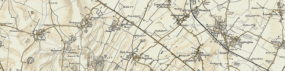 Old map of Bar Hill in 1899-1901