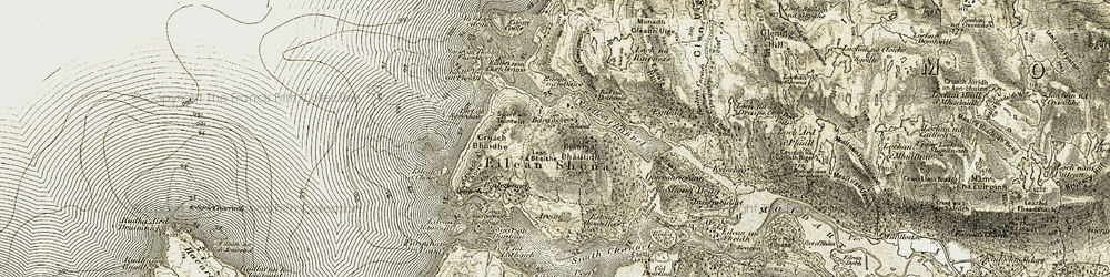 Old map of Beinn a' Bhàillidh in 1906-1908