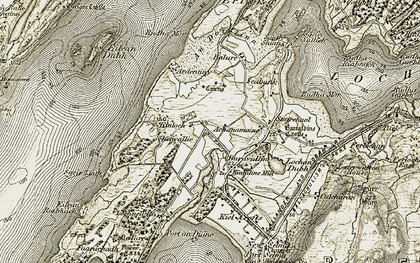 Old map of Ardentiny in 1906-1908