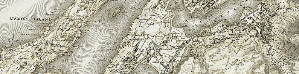 Old map of Baravullin in 1906-1908