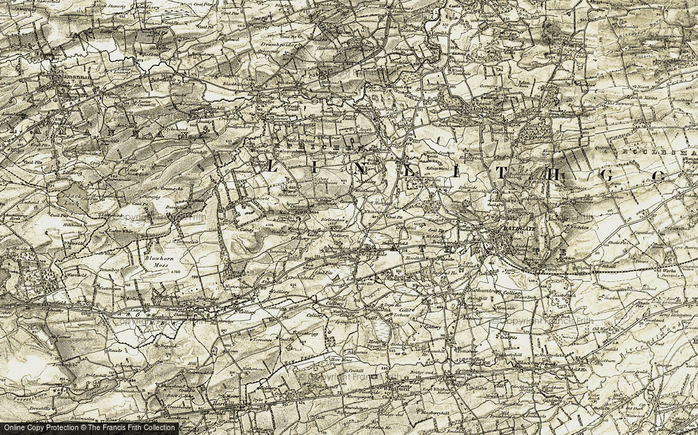 Old Map of Historic Map covering Bridgecastle in 1904