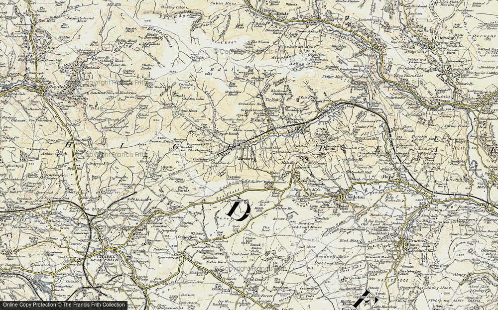 Old Map of Historic Map covering Blue John Cavern in 1902-1903