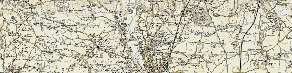 Old map of Barbourne in 1899-1902