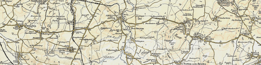 Old map of Barcheston in 1899-1901