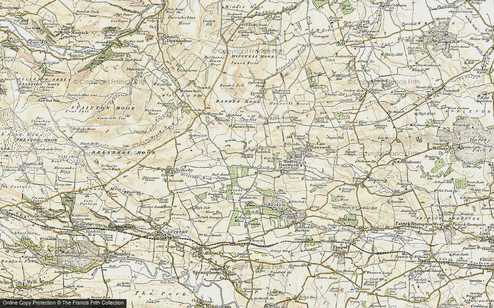 Old Map of Historic Map covering Hauxwell Moor in 1904