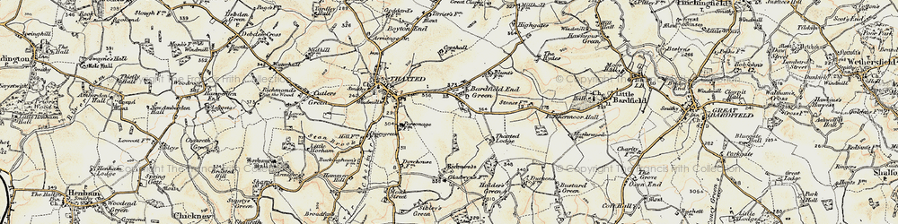 Old map of Bardfield End Green in 1898-1899