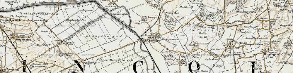 Old map of Branston Island in 1902-1903