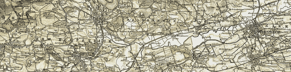 Old map of Bardowie Loch in 1904-1905