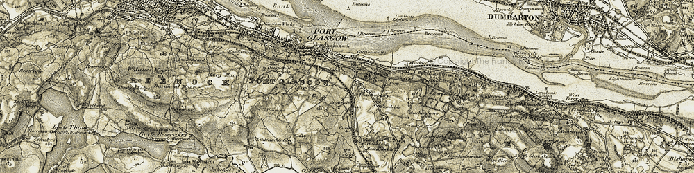 Old map of Bardrainney in 1905-1906