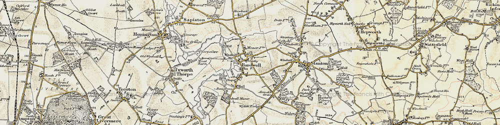 Old map of Bardwell in 1901