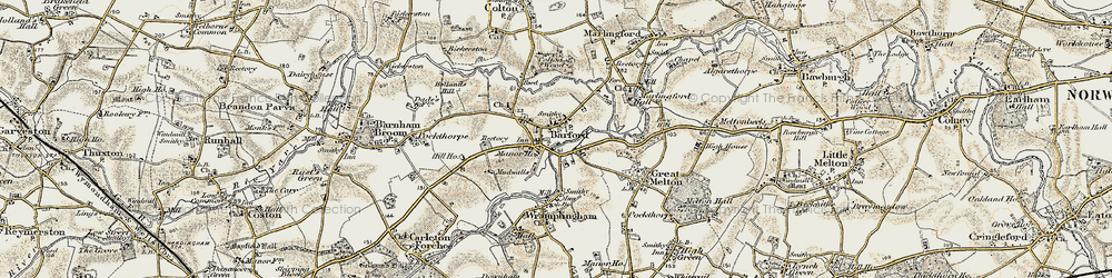 Old map of Barford in 1901-1902