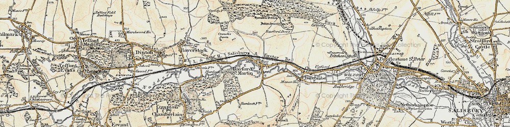 Old map of Barford St Martin in 1897-1899