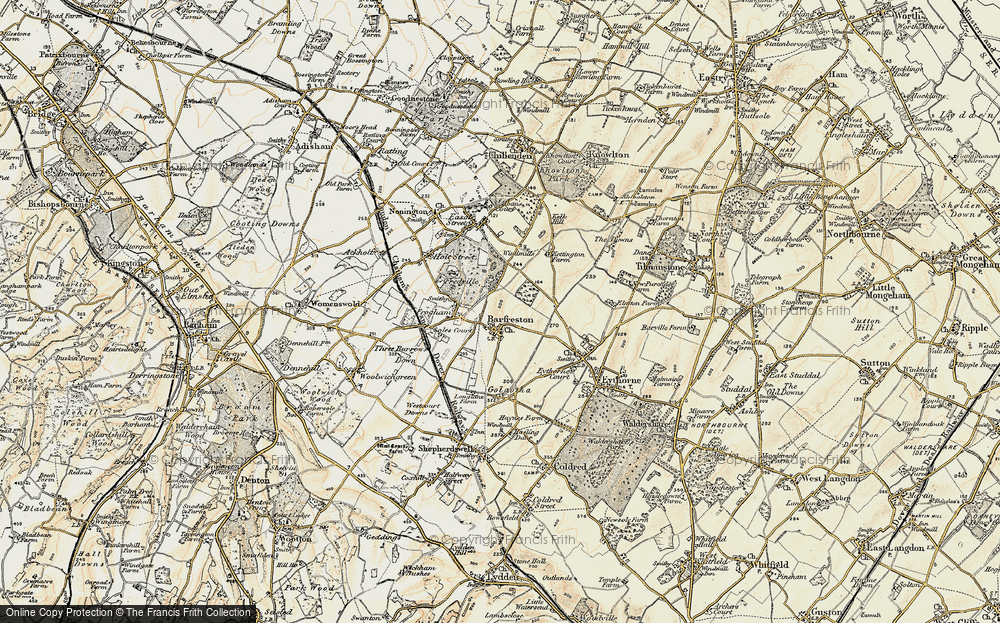 Old Map of Barfrestone, 1898-1899 in 1898-1899