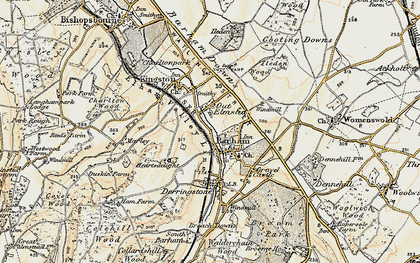 Old map of Barham in 1898-1899