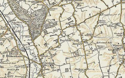 Old map of Barham Green in 1898-1901