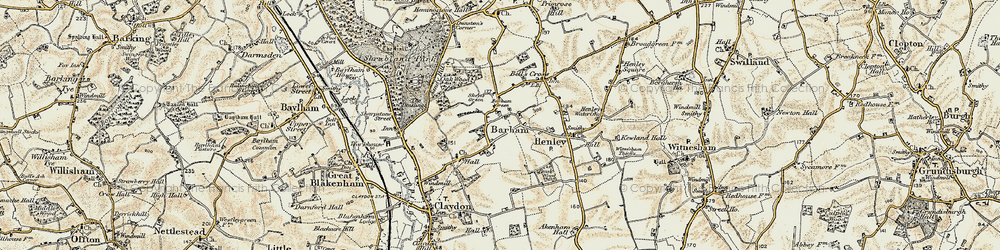 Old map of Barham Green in 1898-1901