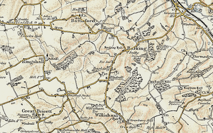 Old map of Barking Tye in 1899-1901