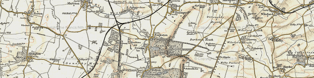 Old map of Barkston Heath in 1902-1903
