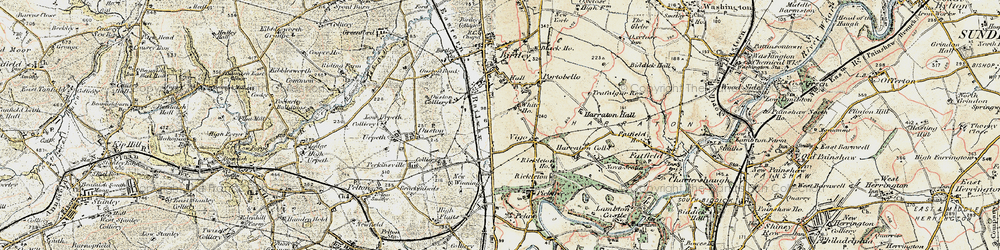 Old map of Barley Mow in 1901-1904