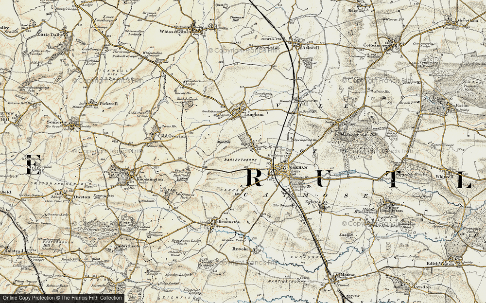 Old Map of Barleythorpe, 1901-1903 in 1901-1903