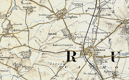 Old map of Barleythorpe in 1901-1903